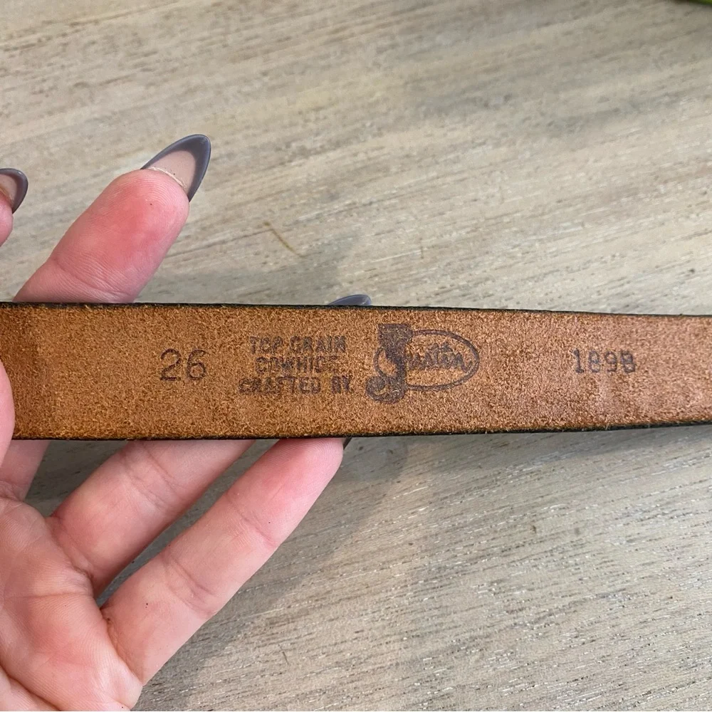 Justin Western Equestrian Brass And Silver Buckle Leather Belt